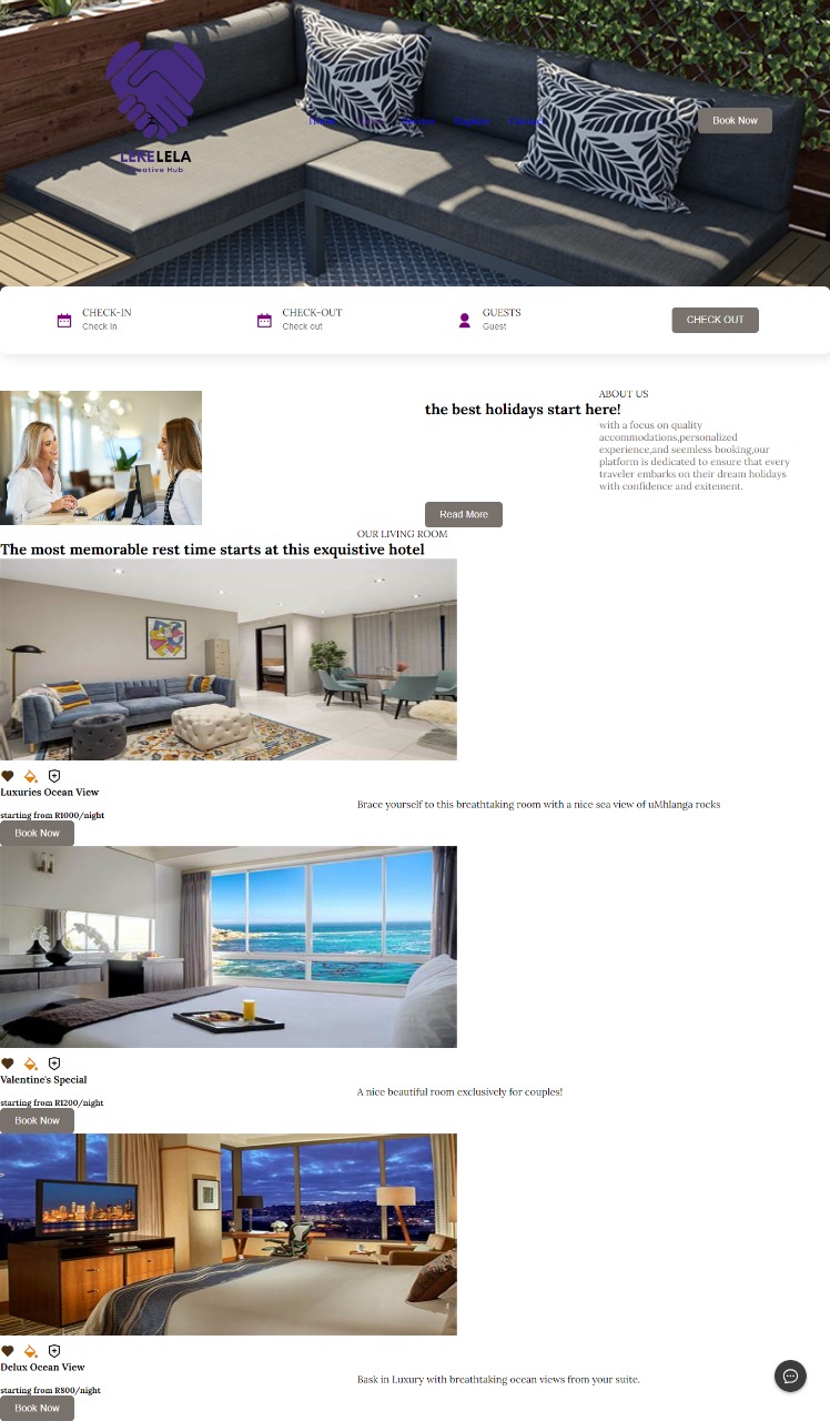 Accommodation booking website design by Lekelela Creative Hub